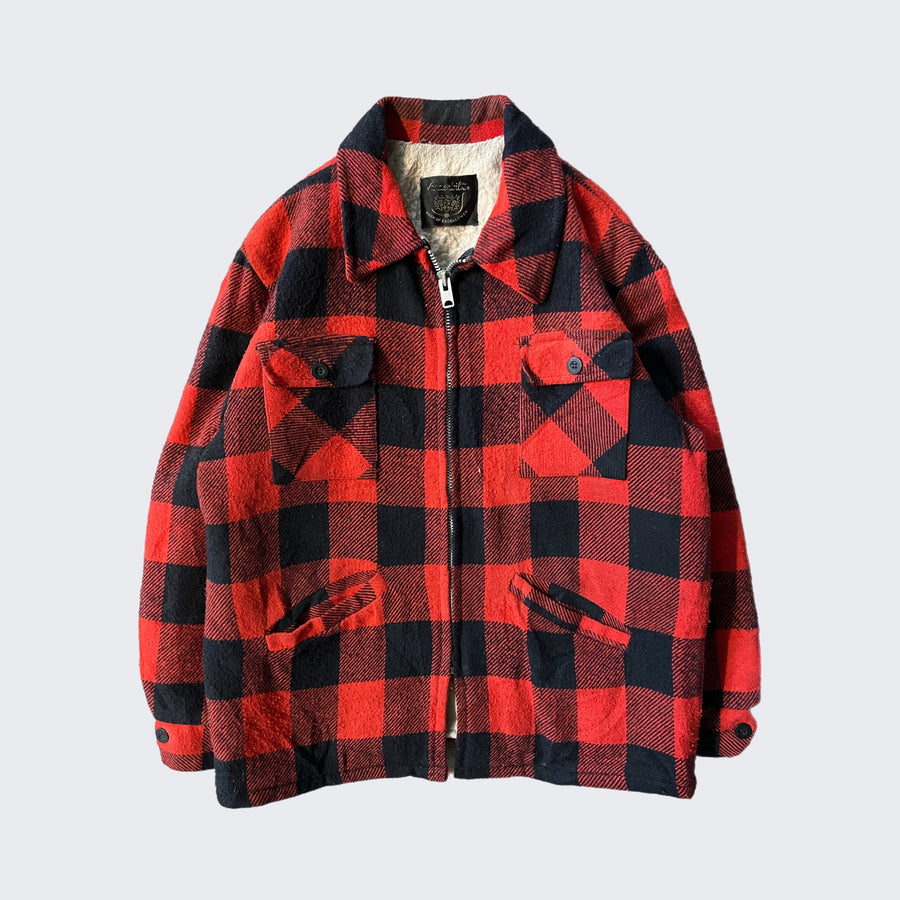 1980's Buffalo Plaid Wool Jacket - Made in - ( L )