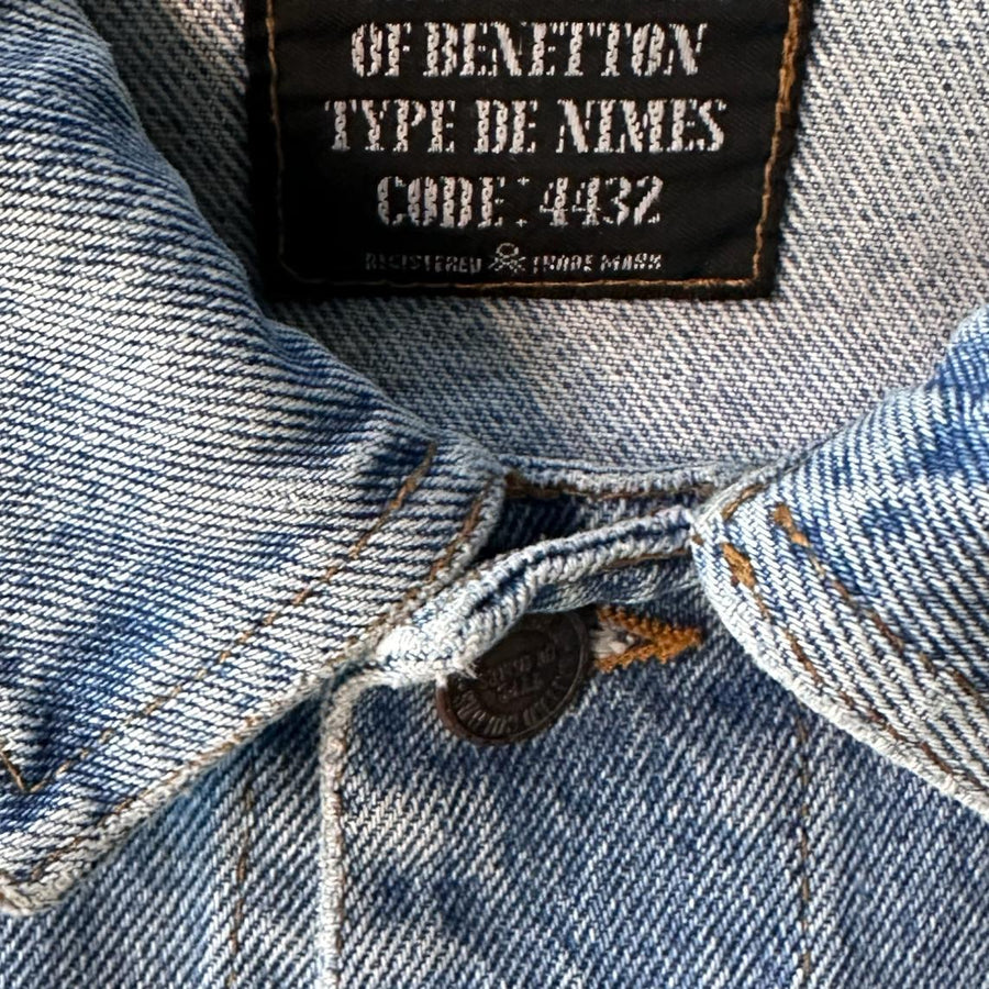 1990's Benetton Patched Denim Jacket - Made in Italy - ( L )