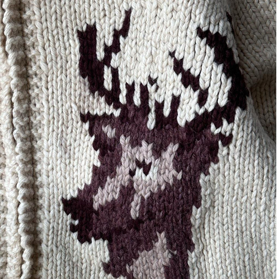 1960's Handmade Cowichan Jacket Deer - Made in Canada - ( M/L )