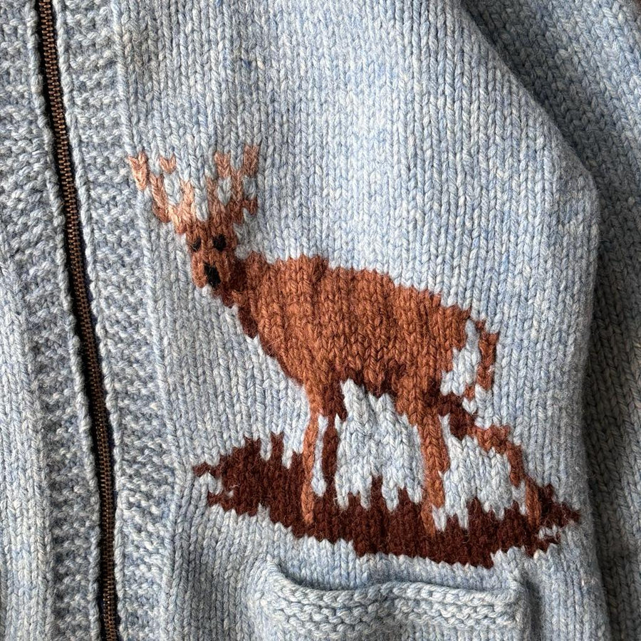 1970's Handmade Cowichan Jacket Deer - Made in Canada - ( L/XL )
