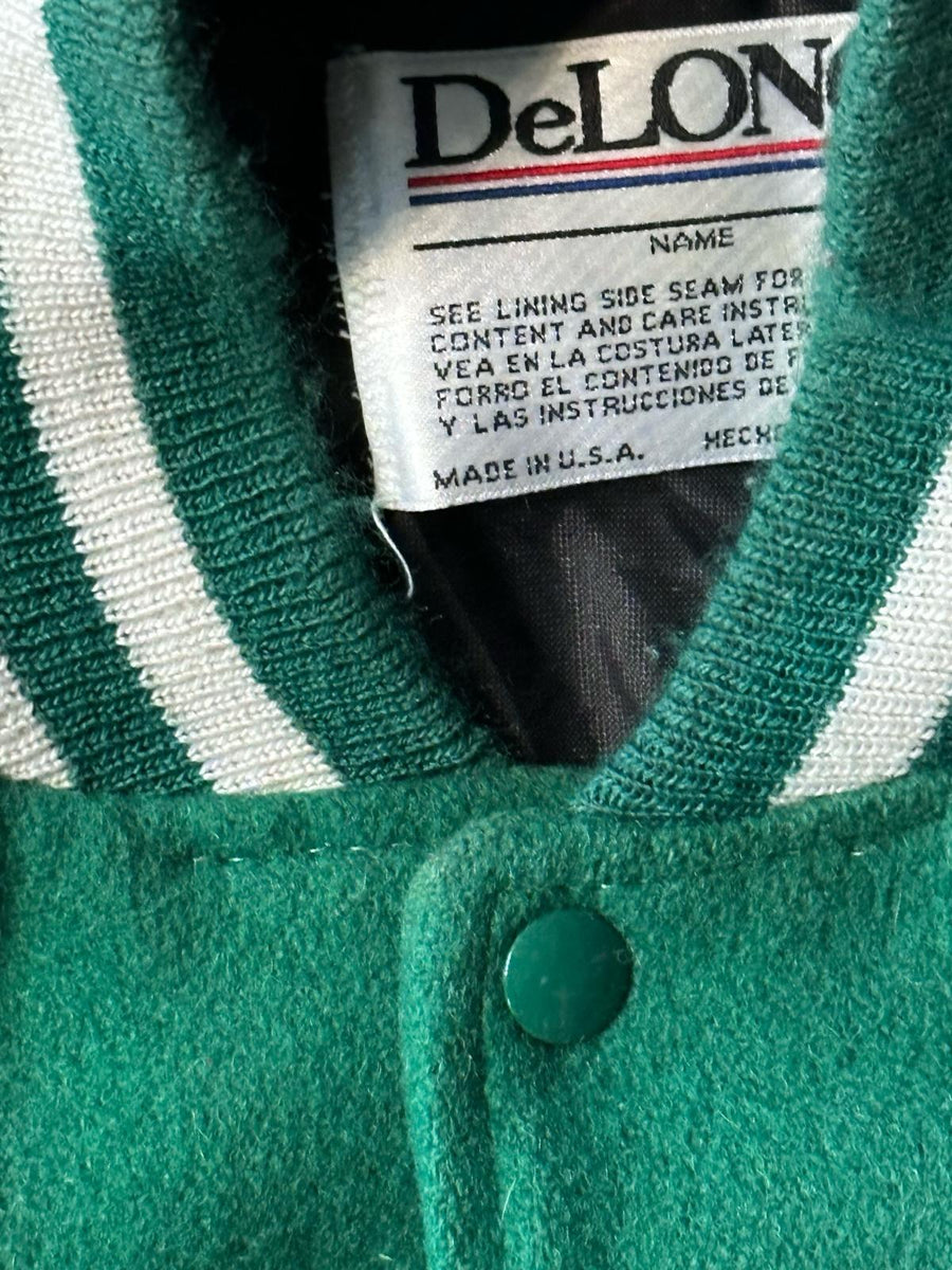 1990's Varsity Jacket " DeLong" - Made in USA - ( L )