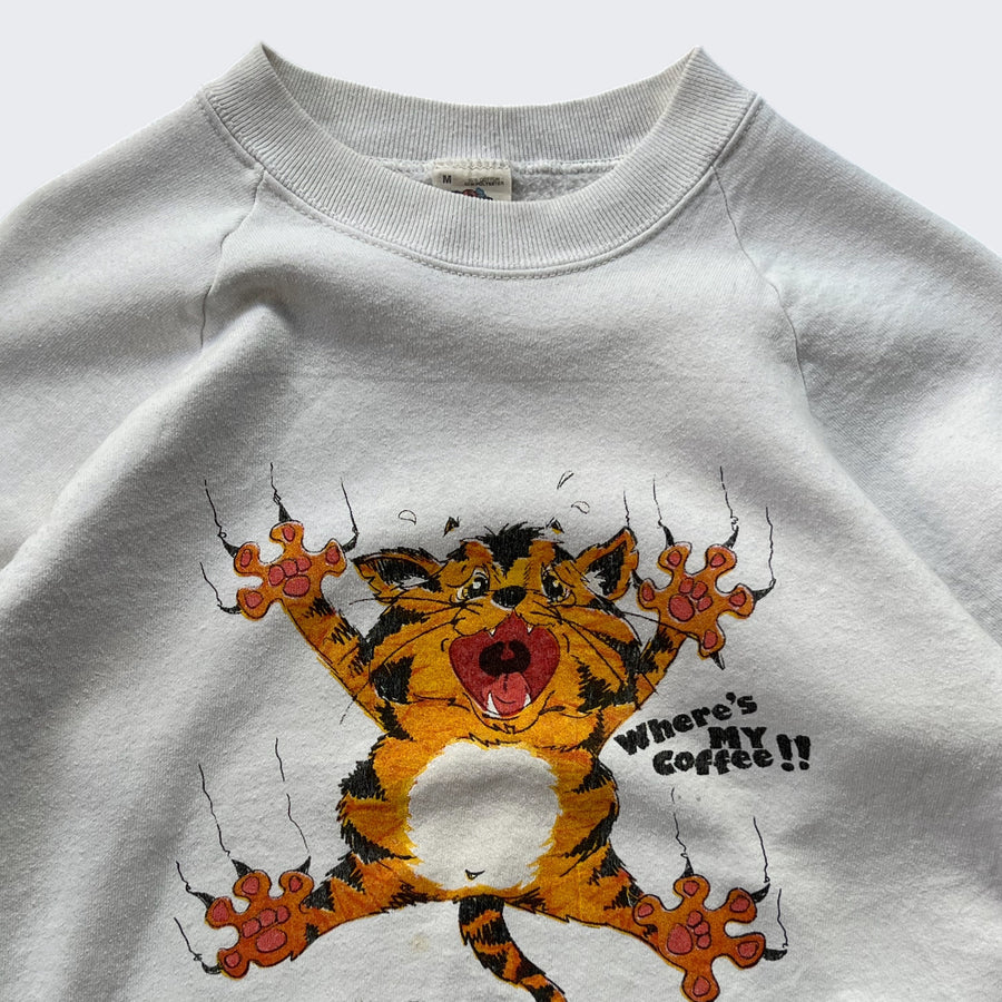 1980's Fruit of the Loom Cat Sweatshirt - Made in USA - ( M )