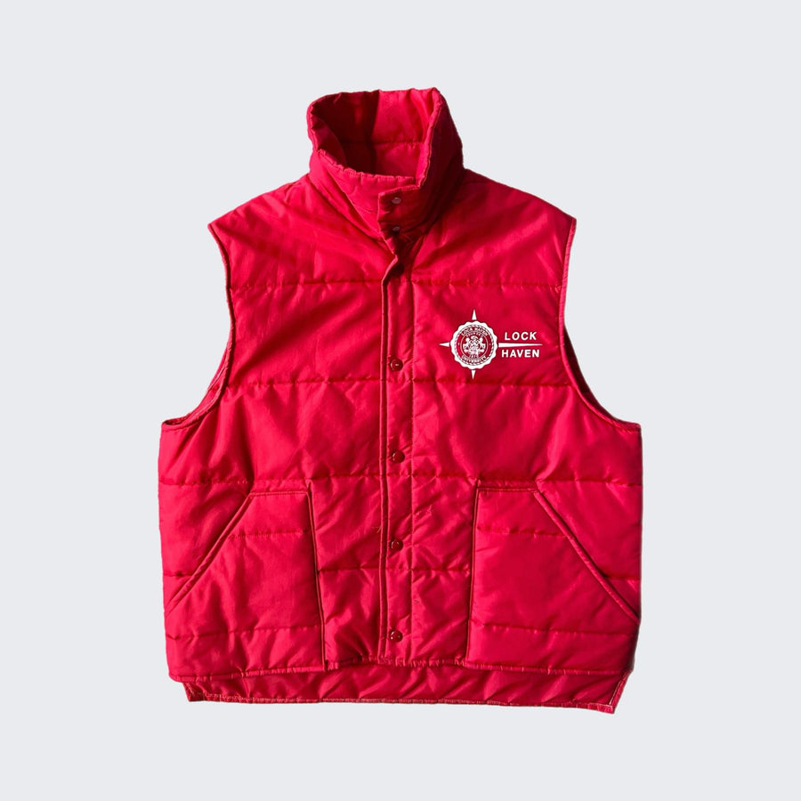 Vintage Red Puffer Vest "Lock Haven" - ( XL )